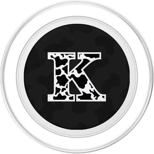 Miniatura 8 de Impresión de vaca en blanco y negro letra inicial K PopSockets PopGrip agarre intercambiable para teléfonos y tabletas