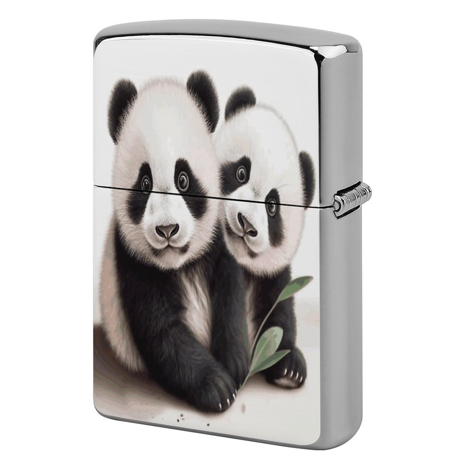 Fekiloot Style Pandas Lighter Case Cover Metal Lighter Case