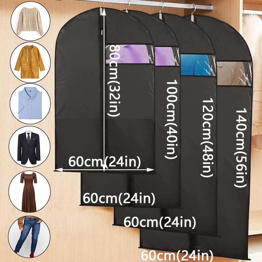 Custodia Porta Abiti, Copriabiti Antipolvere Trasparenti con Cerniera, Custodie Copri Abiti per Smoking, Giacca, Camicie(Bleu,60x140cm)