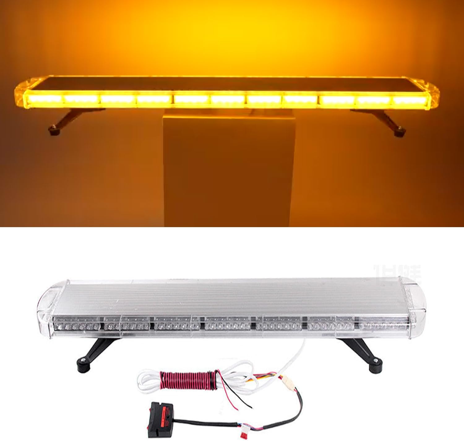 96 LED lampeggiante di emergenza, 130 cm, 16 modalità Lampeggiante da tetto, lampeggiante di sicurezza con base magnetica, adatto per veicoli commerciali 12V/24V，Trattore lampeggiante