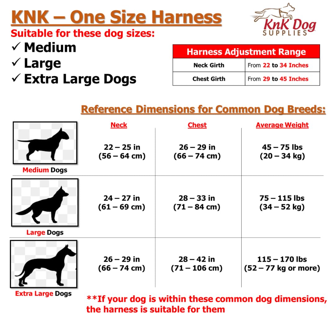 KNK Arnés resistente para perro sin tirones con clip frontal para perros medianos, grandes y extragrandes, ajustable, duradero, grueso, resistente, clips de metal y arnés de entrenamiento acolchado