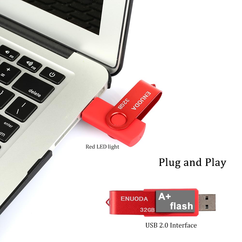 ENUODA Chiavetta USB 32GB 3 Pezzi Pen Drive USB 2.0 Unità Pennetta Memoria Stick per Archiviazione Dati con Luce LED (Nero Blu Rosso)