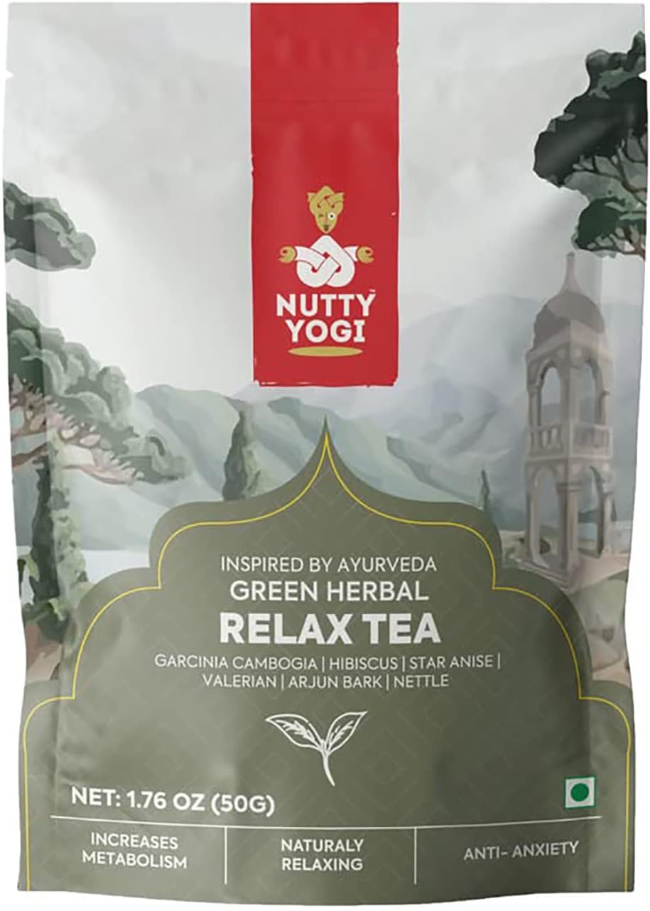 Green Herbal Relax Tea | 50g | Chai with Herbs I Relax and Destress I Unique Recipe I 100% Natural I Hibiscus, Valerian Root, Arjun Bark, Nettle I Herbal Tisane