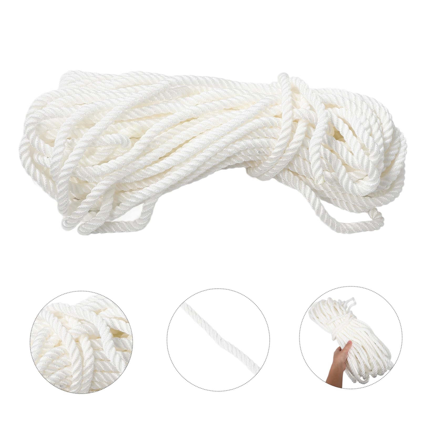 Sosoport Cuerda de Nailon Resistente para Líneas de Atraque de Embarcaciones, 12mm, Color Claro, Alta Resistencia, Versátil para Anclaje y Fondeo, Accesorios para Muelles de Barcos