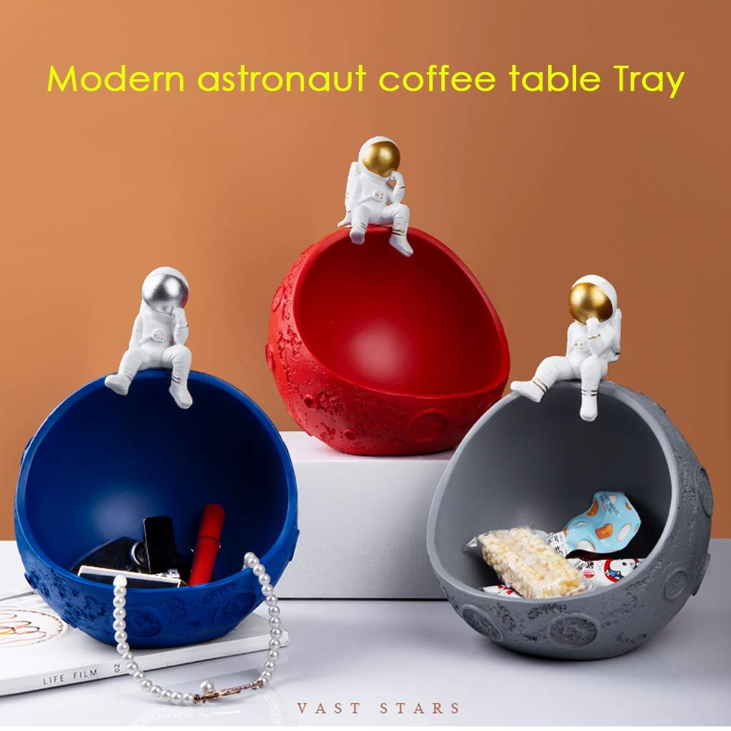 YXCKG Svuotatasche Moderno Design, Svuota Tasche da Ingresso, Vassoio per la Decorazione, Ciotole Decorative per Soggiorno tavolino Portico, Nordic Desktop Decor Key Bowl-Astronaut Half Moon Model