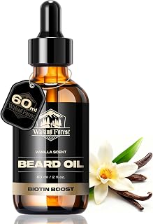 Waking Forest Vanilla Beard Oil for Men 60 ml - Biotin Mustache Oil with Vitamin E, Rosemary & Castor - Beard Care Softener, Strengthens, and Moisturizes - Beard Conditioner (2 oz)