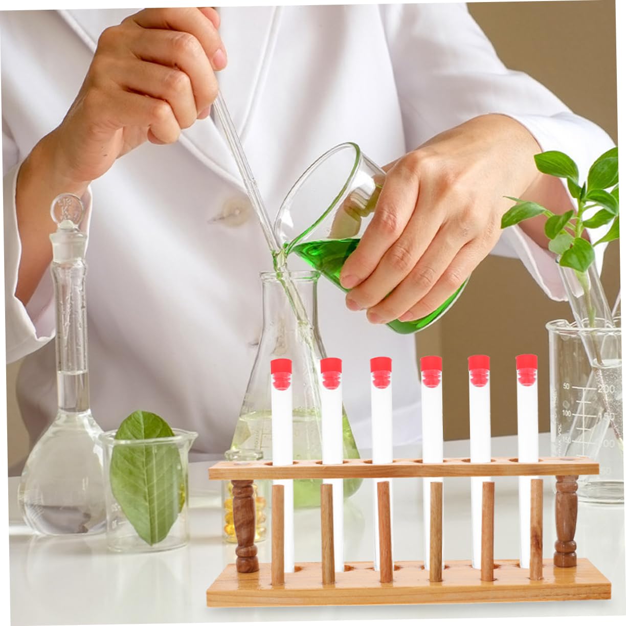 4piezas Soporte De Tubos De De Madera Gradilla De Huecos Para Laboratorio Organizador Seguro y Duradero Para Tubos De Para Investigación Científica y Uso