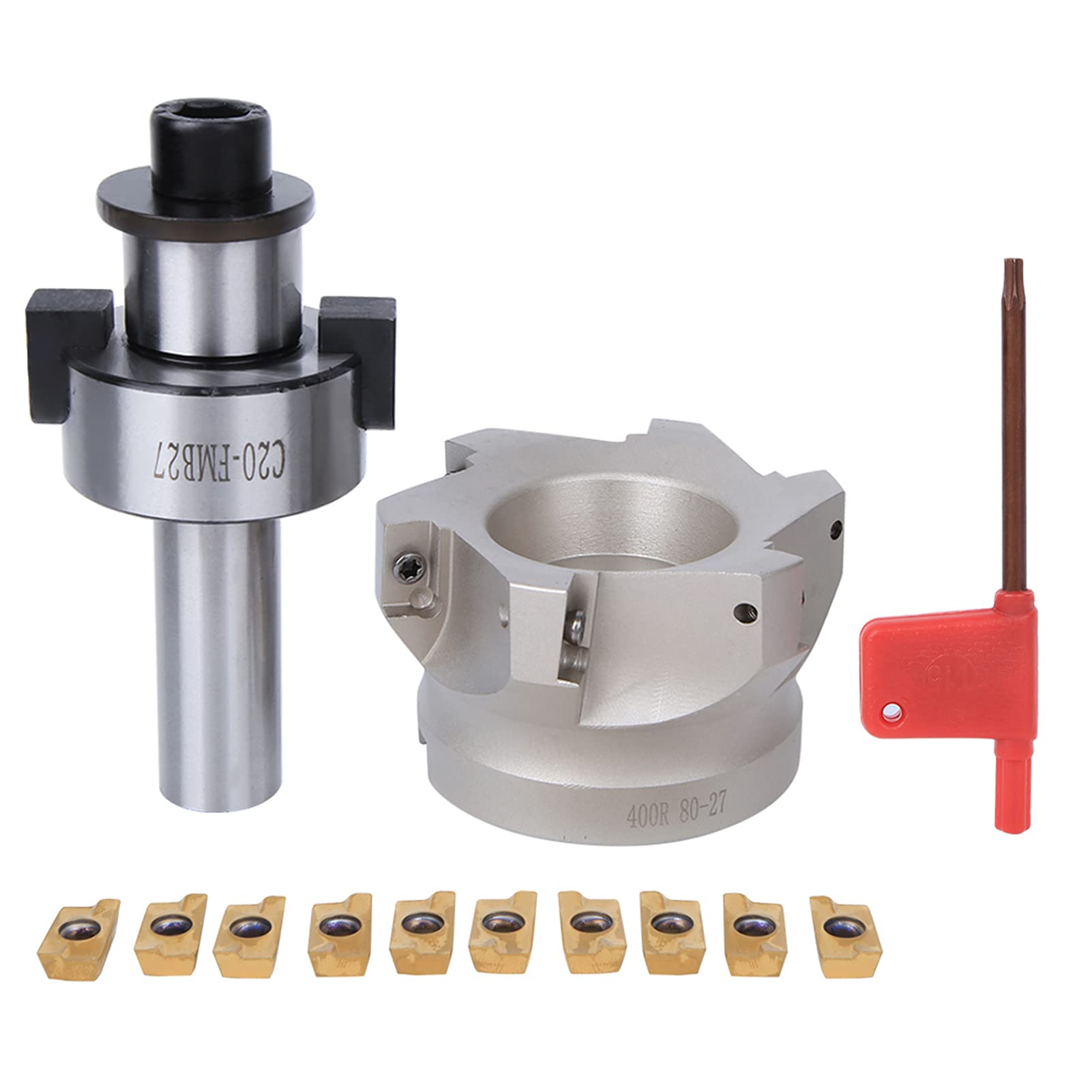 Generic C20 FMB27 Uchwyt Tulei Zaciskowej Frez 6 Rowków APMT1604 Płytki do Precyzyjnej Obróbki CNC (C20-FMB27+80 tarcza nożowa+1604APMT ziarna noża)