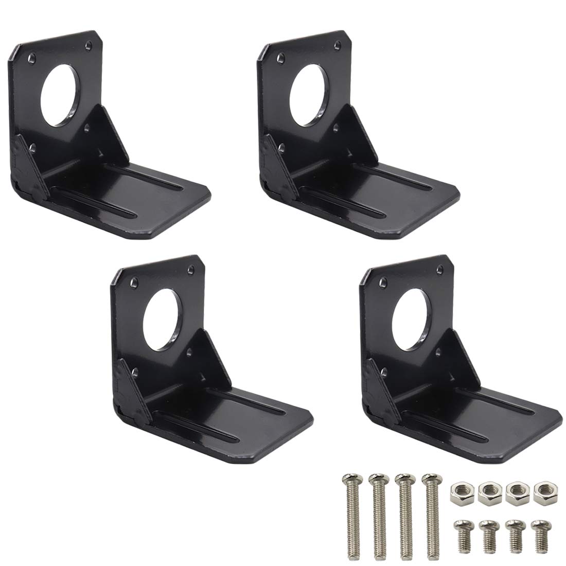 TUOREN 4pcs 42mm Stepper Motor Mounting Bracket Stepper Motor Holder Fixed Seat Alloy Steel Black with Screws