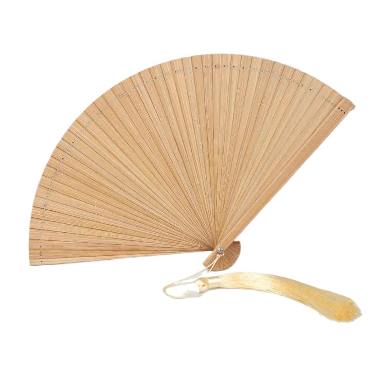 Gwyzax Wooden Folding Fan 4Pcs Chinese Bamboo Folding Fan Solid Color Wood Dance Hand Fan for Summer