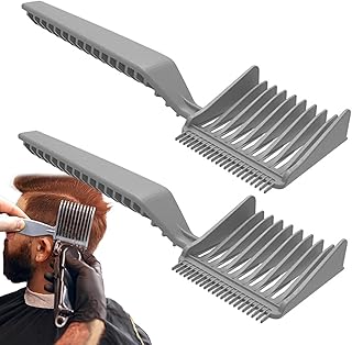 2 barbeiro degradê – Pente profissional para cortar cabelo, resistente ao calor, pente barbear dentes finos e largos, barbeiro corte cabelo, pente barbeiro, pente posicionamento portátil para mulheres e homens
