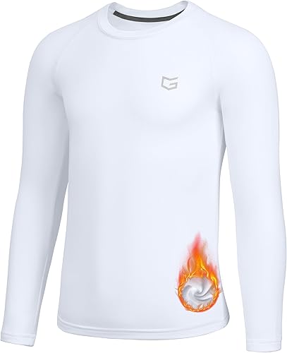 G Gradual Youth Boys Compression Thermal Shirt Long Sleeve Fleece Undershirt for Boy Football Baseball Soccer Base Layer