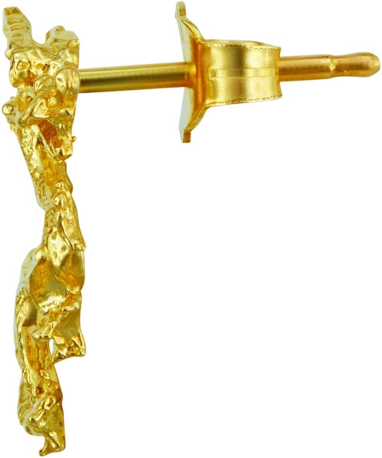 14k REAL Yellow Gold Dragon Stud Earrings (7 x 11 mm)