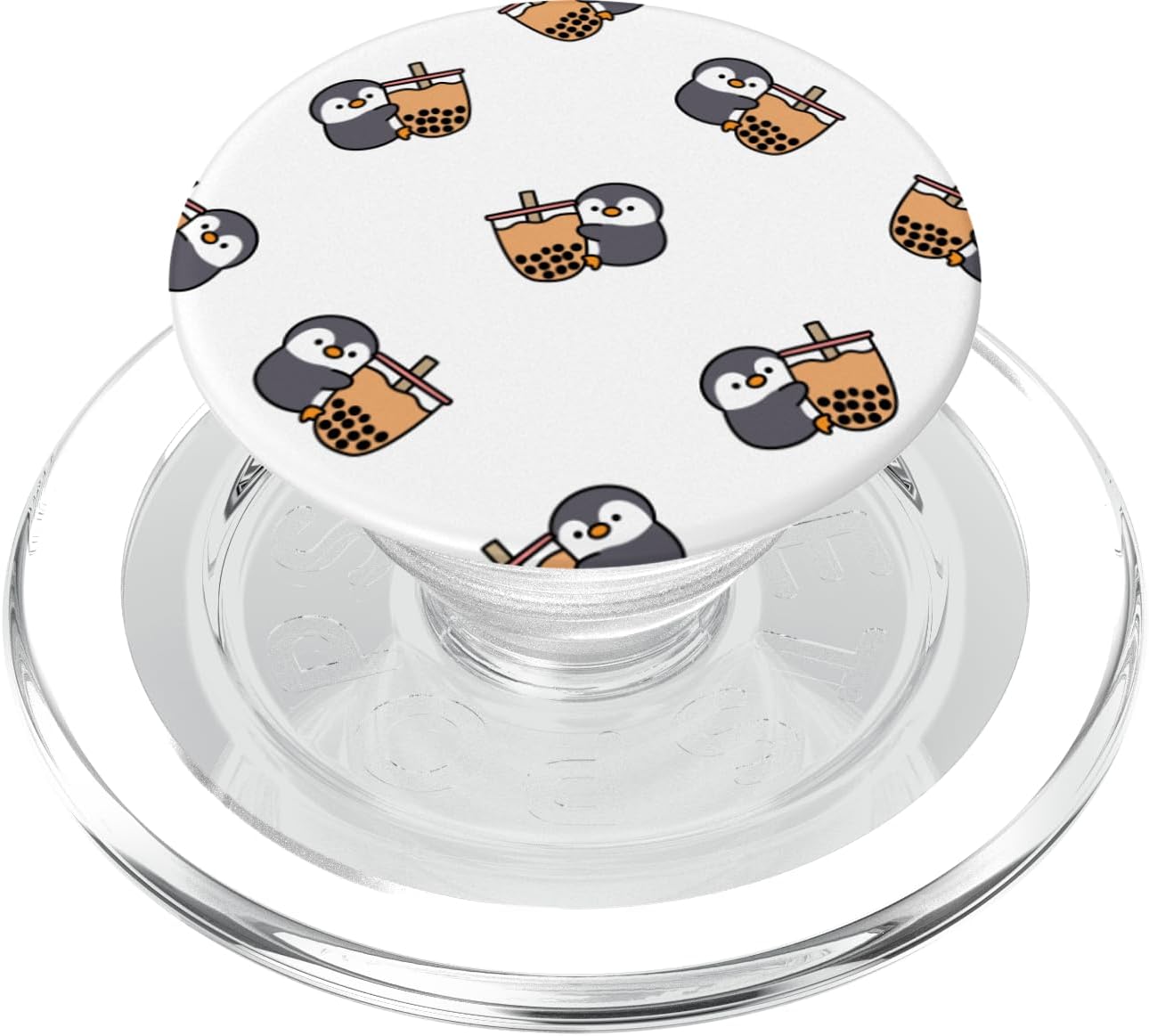Cute Penguin Boba Tea Gift | Christmas Penguin PopSockets Grip and Stand for Phones and Tablets PopSockets MagSafe PopGrip for iPhone
