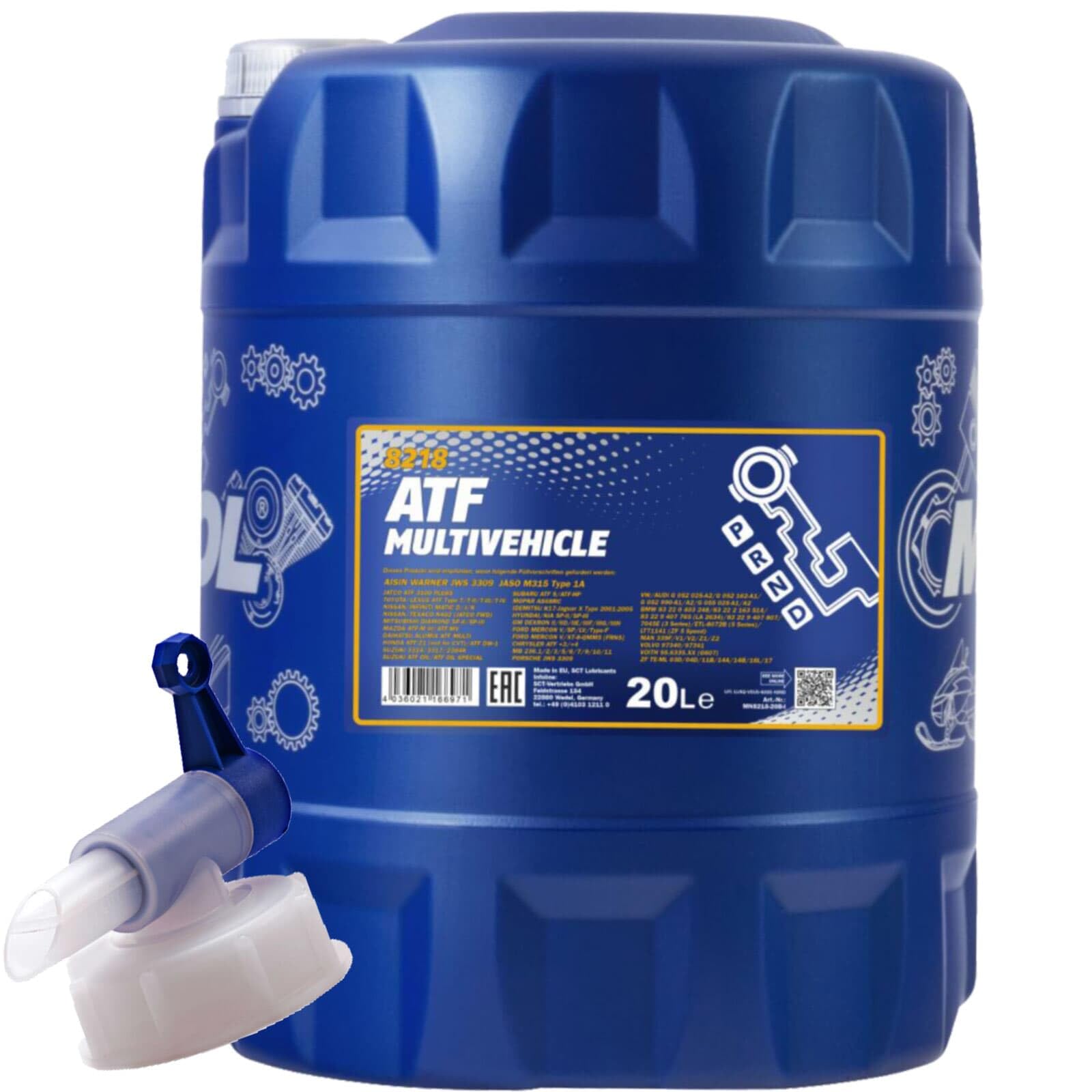 BandelOne enthält 20L Mannol Getriebeöl + Hahn ATF Multivehicle passend für Aisin Warner Jws 3309
