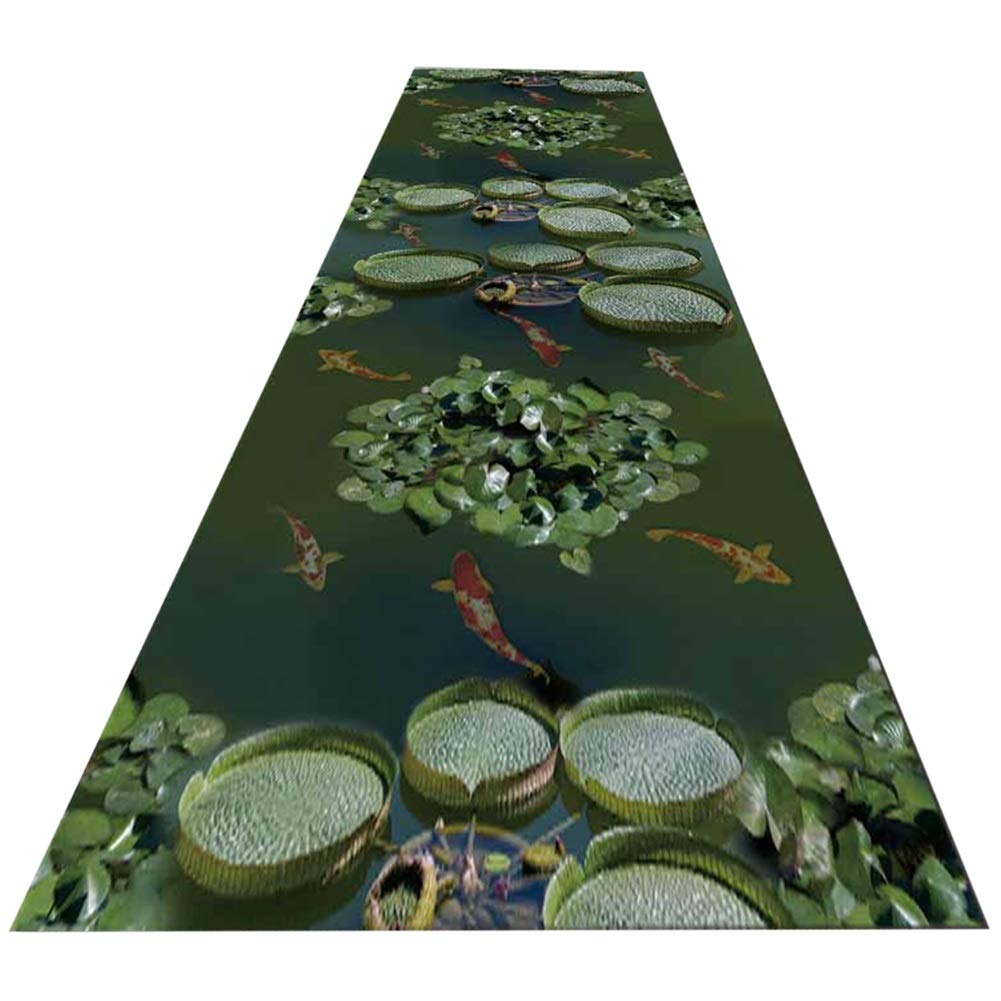 Dywan chodnik schody chodnik chodnik z antypoślizgowym spodem, 60 cm / 80 cm / 90 cm / 100 cm / 120 cm szerokości miękki można ciąć dywan, żywy widok stawu 3D (rozmiar: szer. 100 cm x dł. 200 cm)