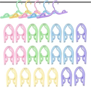 20 Pack Colorful Clothes Hangers, Foldable Portable Clothes Hanger, for ...