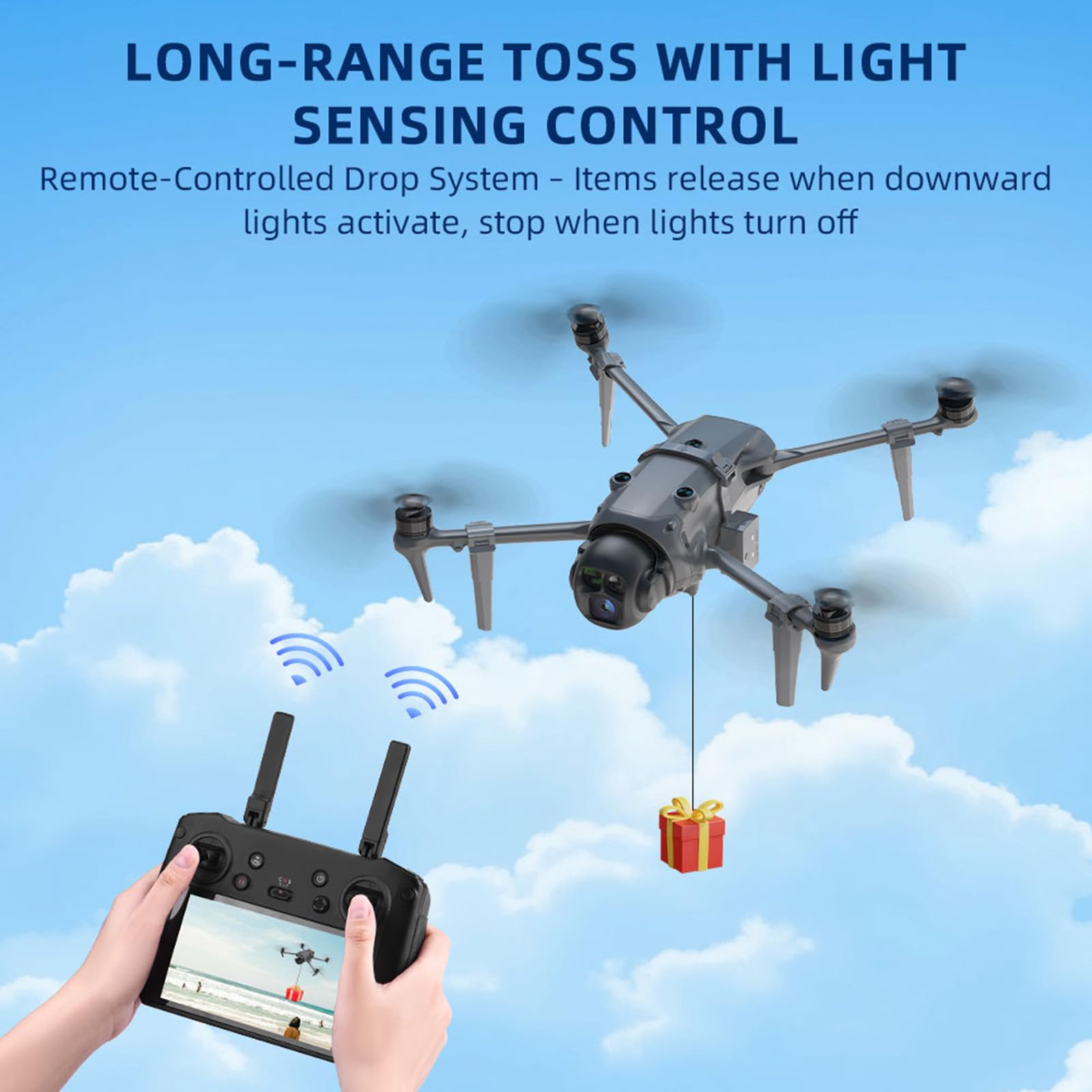 Lichifit Drone Airdrop System con Lenzatura per DJI Mavic 4 Pro Lanciatore fotosensibile trasporto consegna payload rilascio aerotrasportatore - Dettaglio