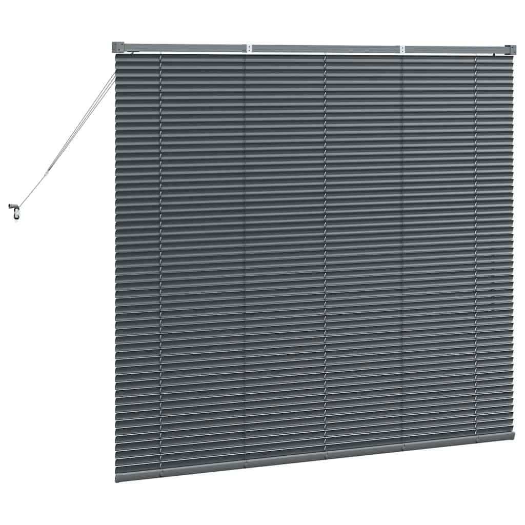 Store Vénitien Gris Foncé 130 x145 cm en Aluminium, Store Réglable pour Fenêtre de Cuisine, Salon et Bureau, Brise-Vue Intérieur avec Cordon et Attache Murale