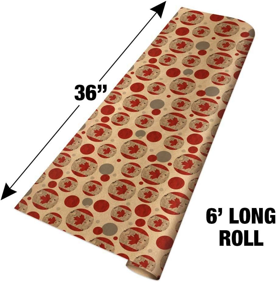 GRAPHICS & MORE Rustic Distressed Canada Flag on Wood Premium Kraft Gift Wrap Wrapping Paper Roll
