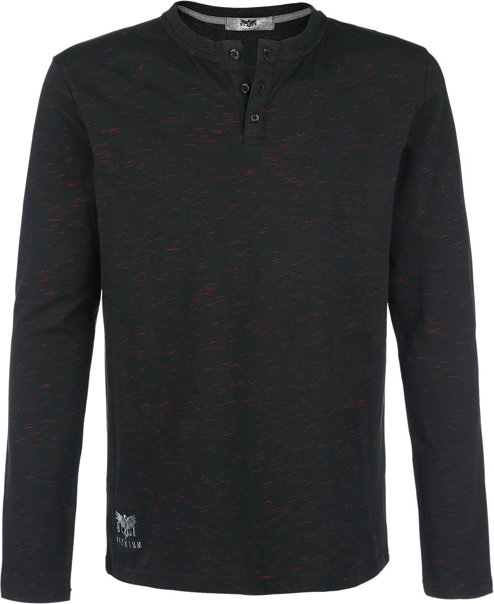 Black Premium by EMP Herren schwarz-rotes Basic Langarmshirt