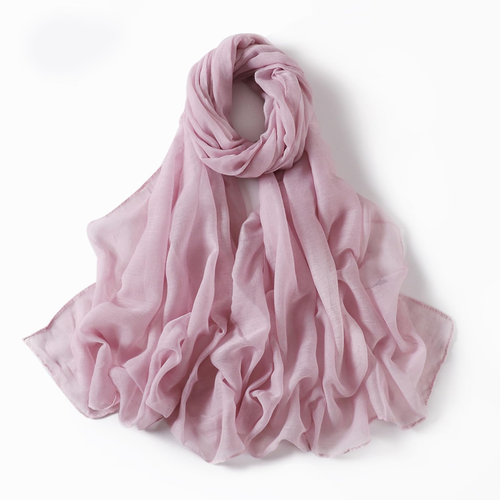 Muslim Hijab Scarf for Women, Soft Lightweight Crinkled Chiffon Shawl Wrap Viscose Cotton Sheer Headscarf