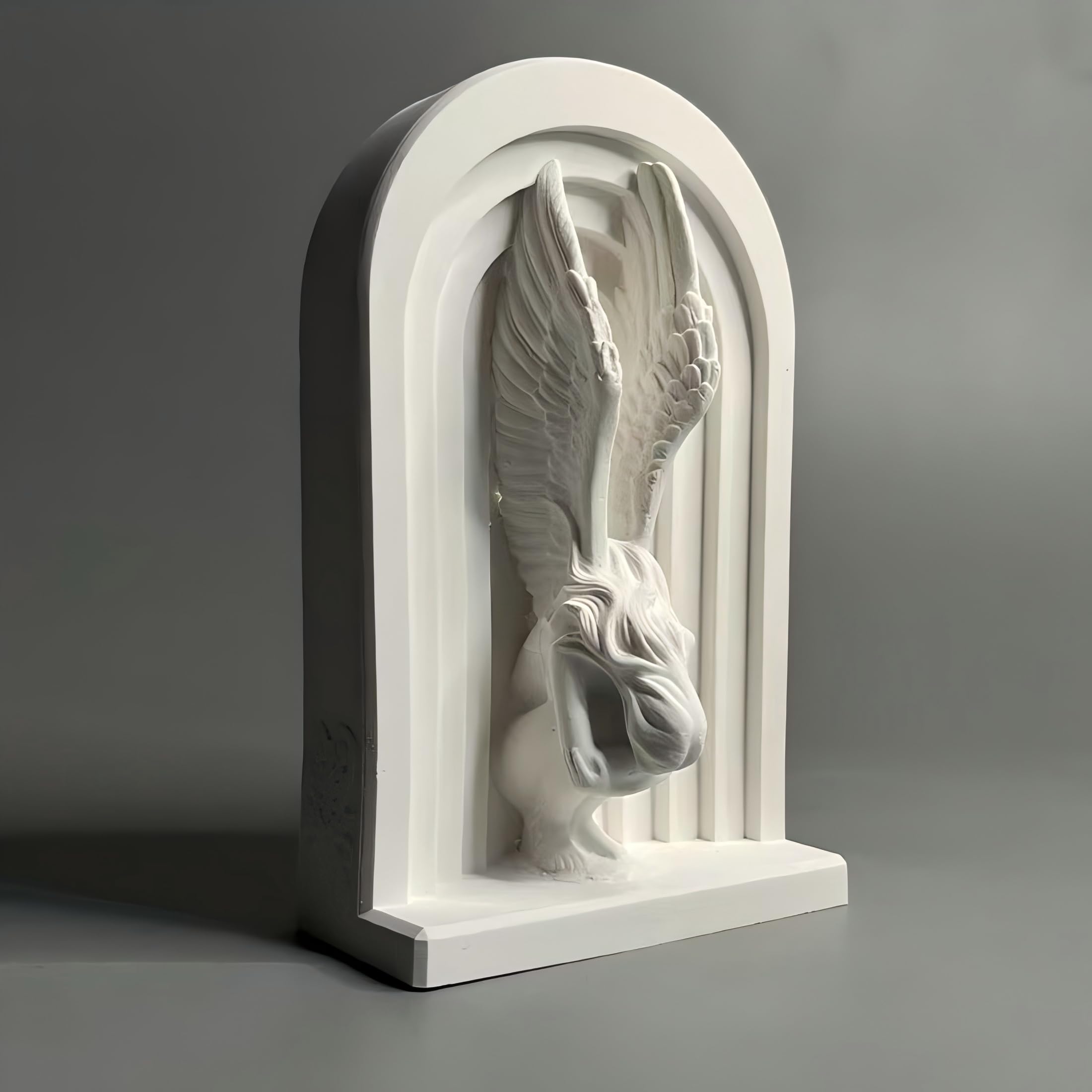 Serre-Livres Statue d'Ange en Prière Blanches pour Étagère de Bureau et Bibliothèque