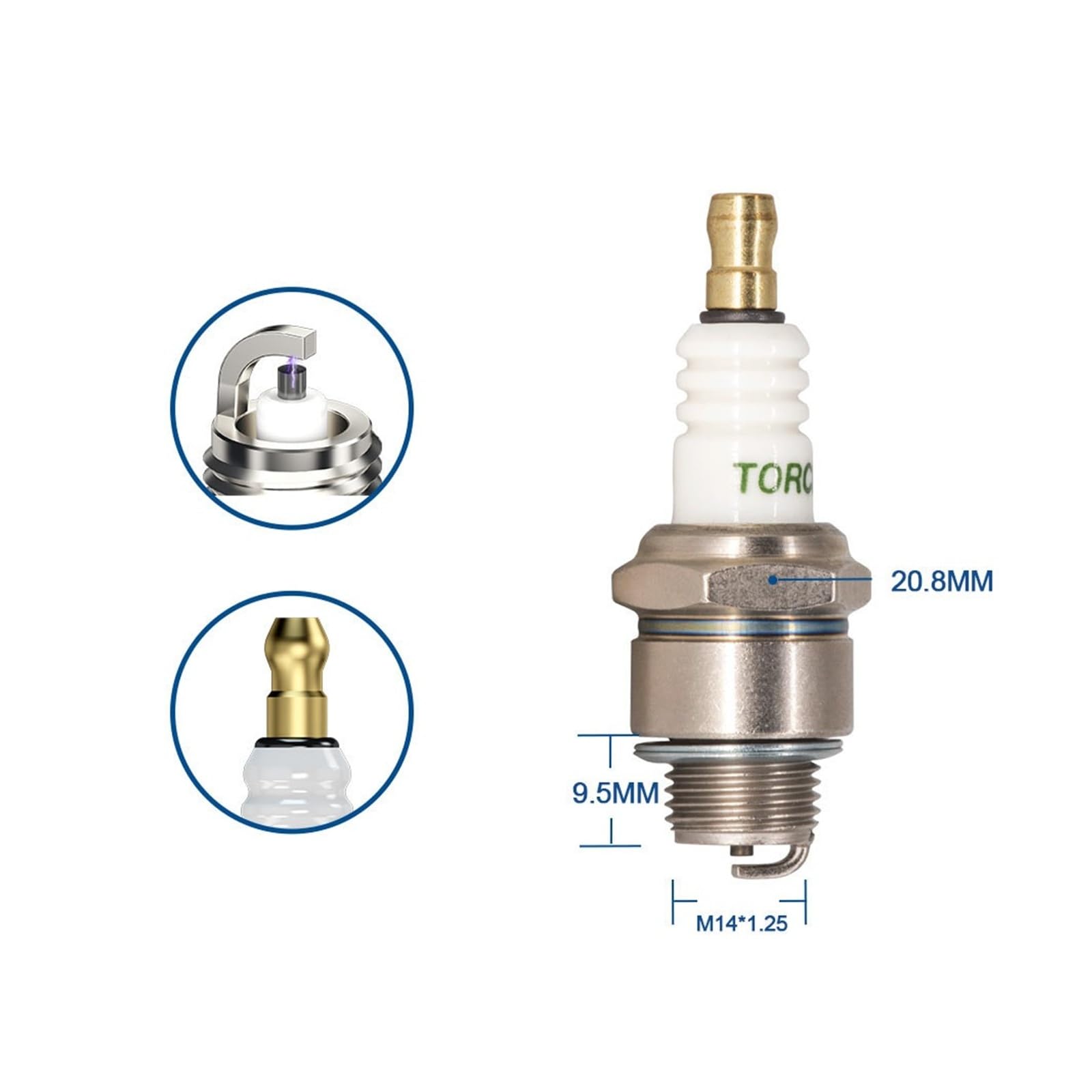 Compatible con bujías de motor pequeño 5798/BR2-LM 1147/B2-LM for jardín y césped, 2-8 piezas, terminales de tornillo originales, reemplazo de antorcha GL2C.(6 pieces GL2C)