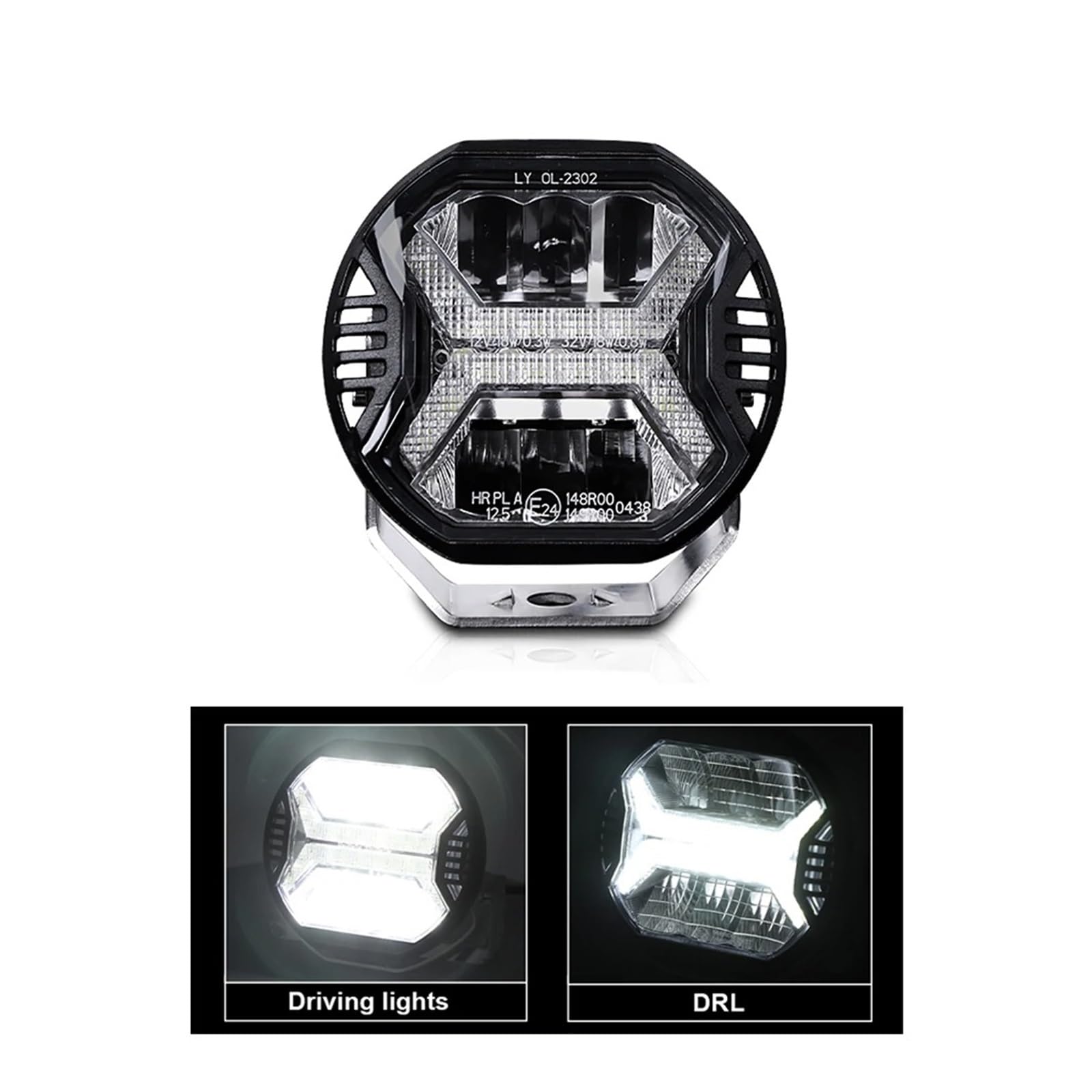 QUTBAG Feux Phares Lumière Travail Tout-terrain Superbright 12v 24v Barre Lumineuse LED 6000K Drl Lumière Blanche Ambre Pour Voiture Pour SUV 4x4 Bateau ATV Phares LED Phares Avant(4inch White DRL)