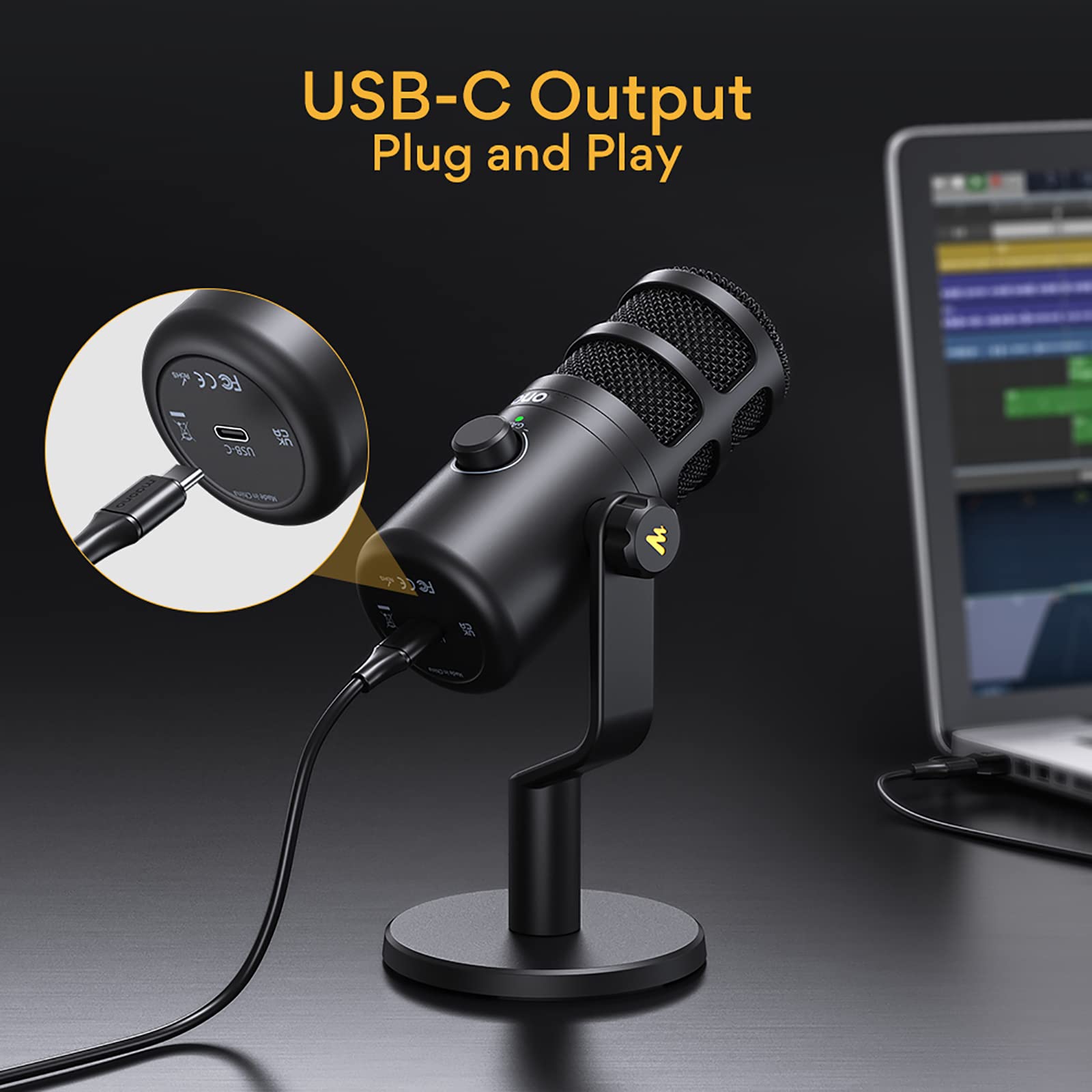 Microfono USB, Microfono Cablato Per Registrazione Dal Vivo E Doppiaggio, Rete a Prova Di Pop a Doppio Strato Integrata, Adatto Per Podcasting, Streaming Multimediale E Creatori Di Contenuti