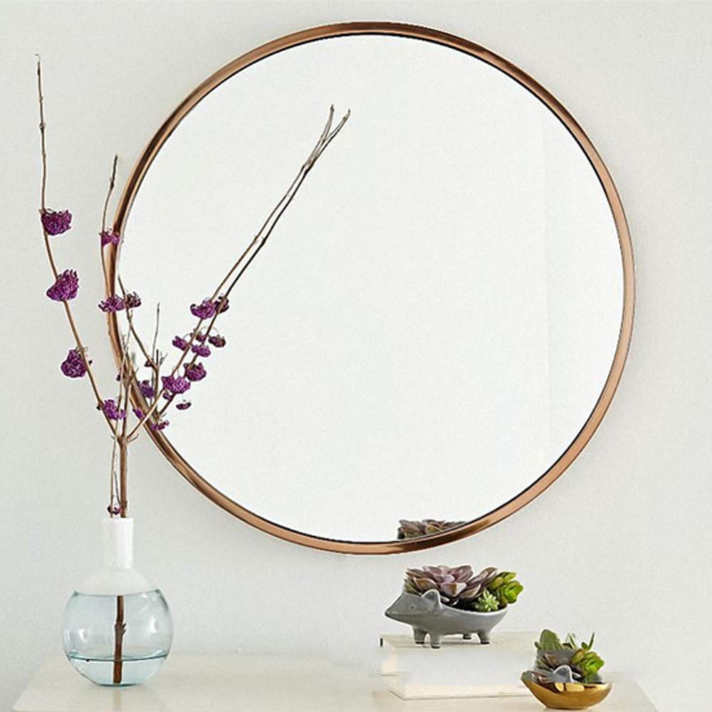 Espejo De Maquillaje Redondo Minimalista Exquisito De Hierro Forjado Espejo De Belleza Espejo De Maquillaje Para El Hogar Montado En La Pared Adecuado Para Cualquier Estilo De Hogar Moderno.,Gold1