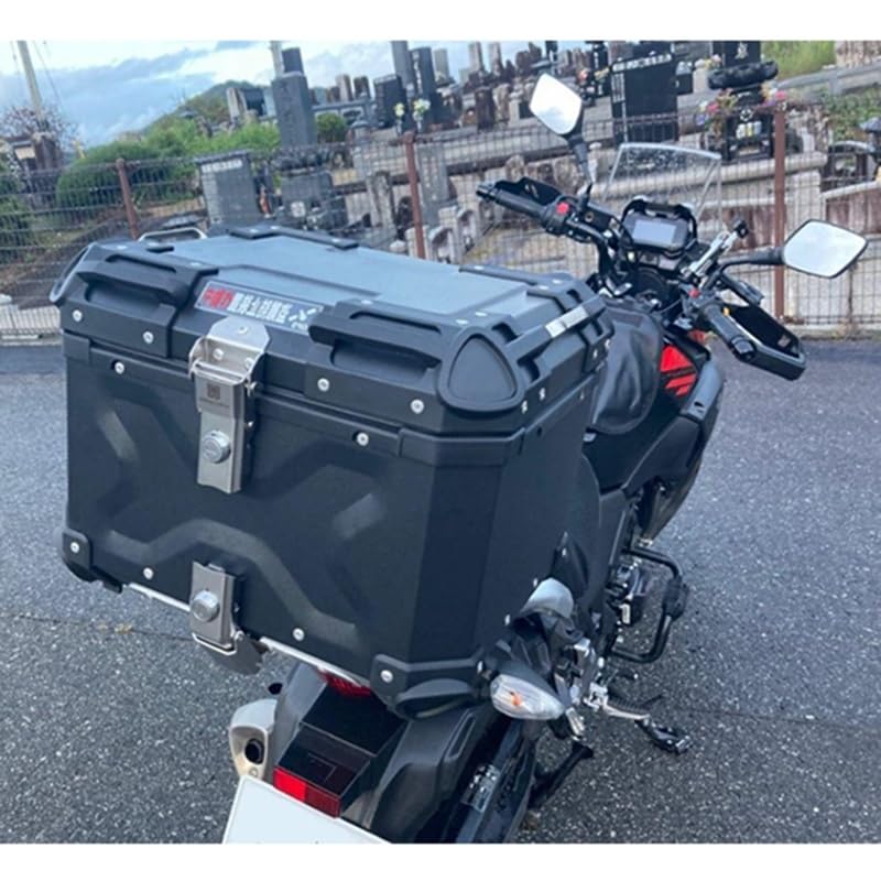 Baúl de moto de aluminio 55L antirrobo e impermeable para guardar equipaje 8