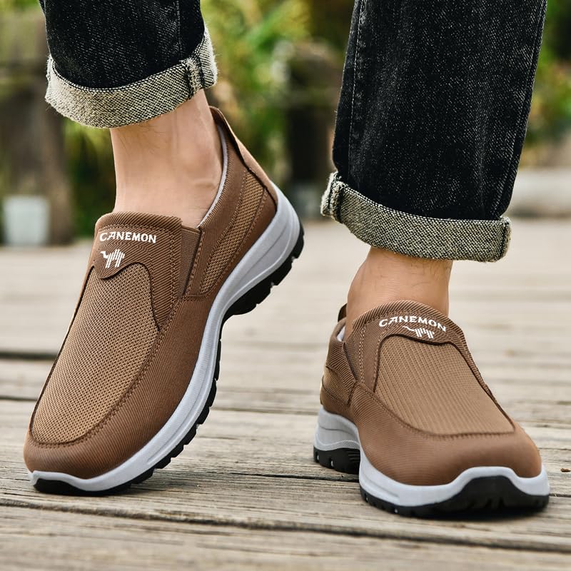 Men's Slip-on Mesh Walking Shoes, Breathable Comfortable Casual Outdoor Hiking Sneakers4