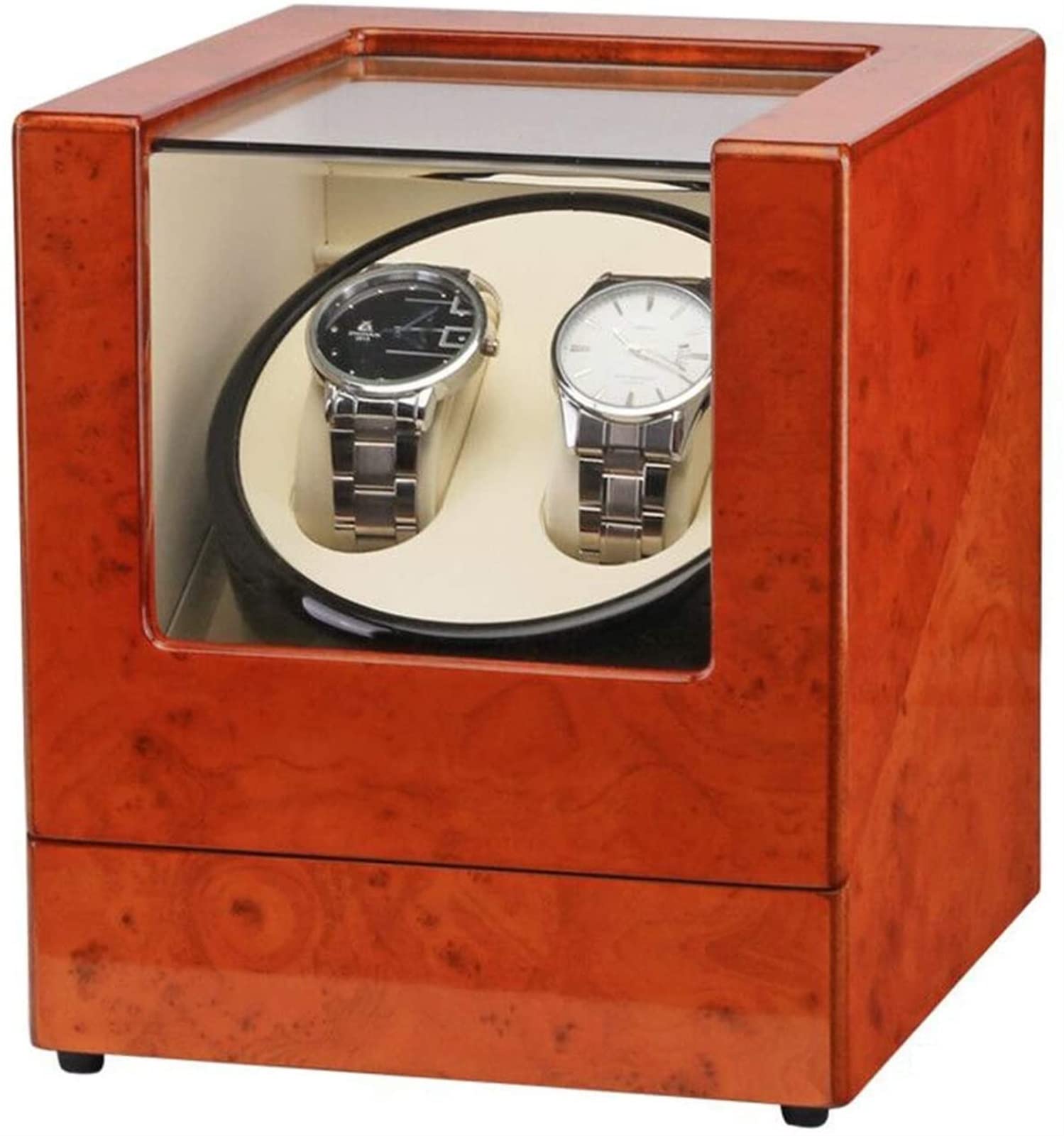 Remontoir de montre double marron automatique avec coussin de montre