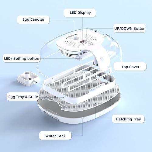 Miniatura 6 de Incubadora de huevos 16 incubadoras para incubar huevos con torneado automático de huevos vela de huevos y adición automática de agua para incubar