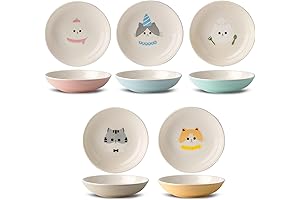 Ceramic Cat Bowls Set - 5.5 Inch Wide Whisker Fatigue Friendly
