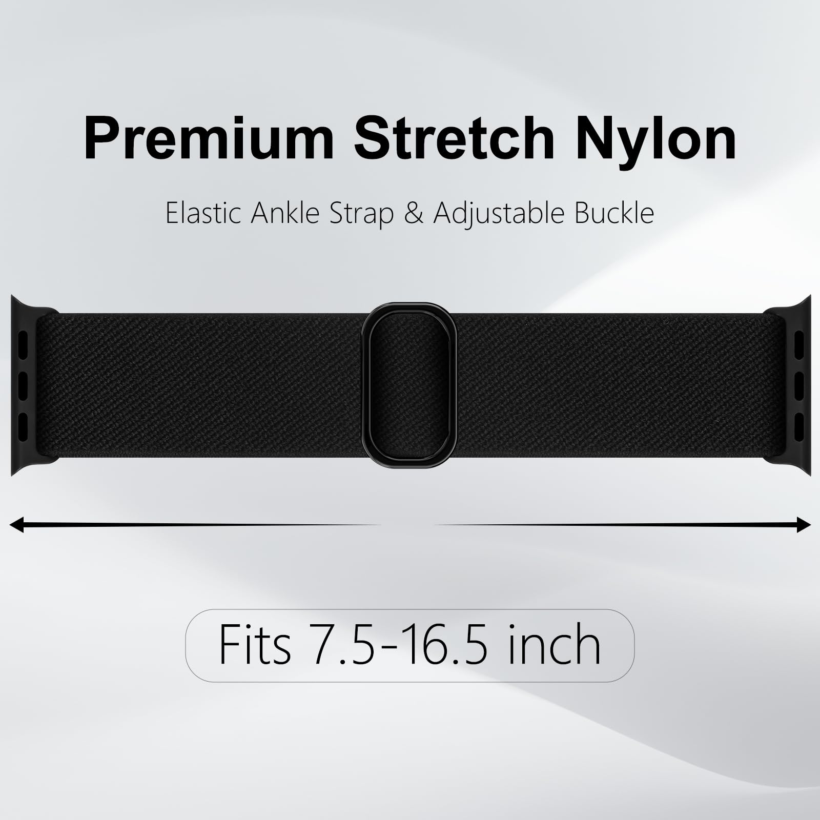 Stretchy Ankle/Arm Straps Compatible with Apple Watch Strap 38mm 40mm 41mm 42mm 44mm 45mm 46mm 49mm, Solo Loop Nylon Sport Ankle Band for iWatch Series 11 10 9 8 7 6 5 4 3 2 1 SE Ultra Women Men — view 2