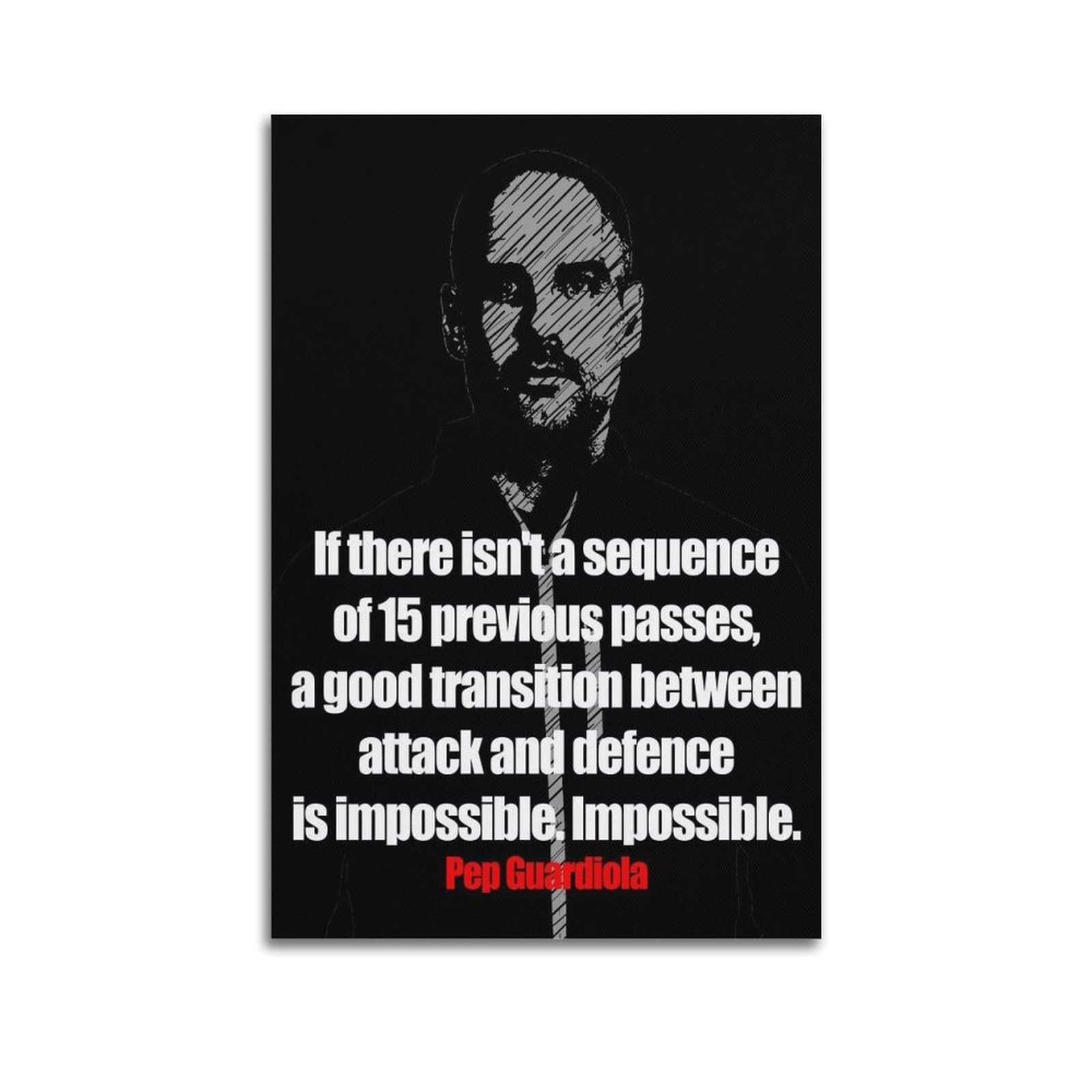 SUDANGDIANZI Inspirational Poster Pep Guardiola Quotes Canvas Poster And Wall Art Modern Family Bedroom Gym Office Decor Gift 20x30inch(50x75cm) Unframe-style