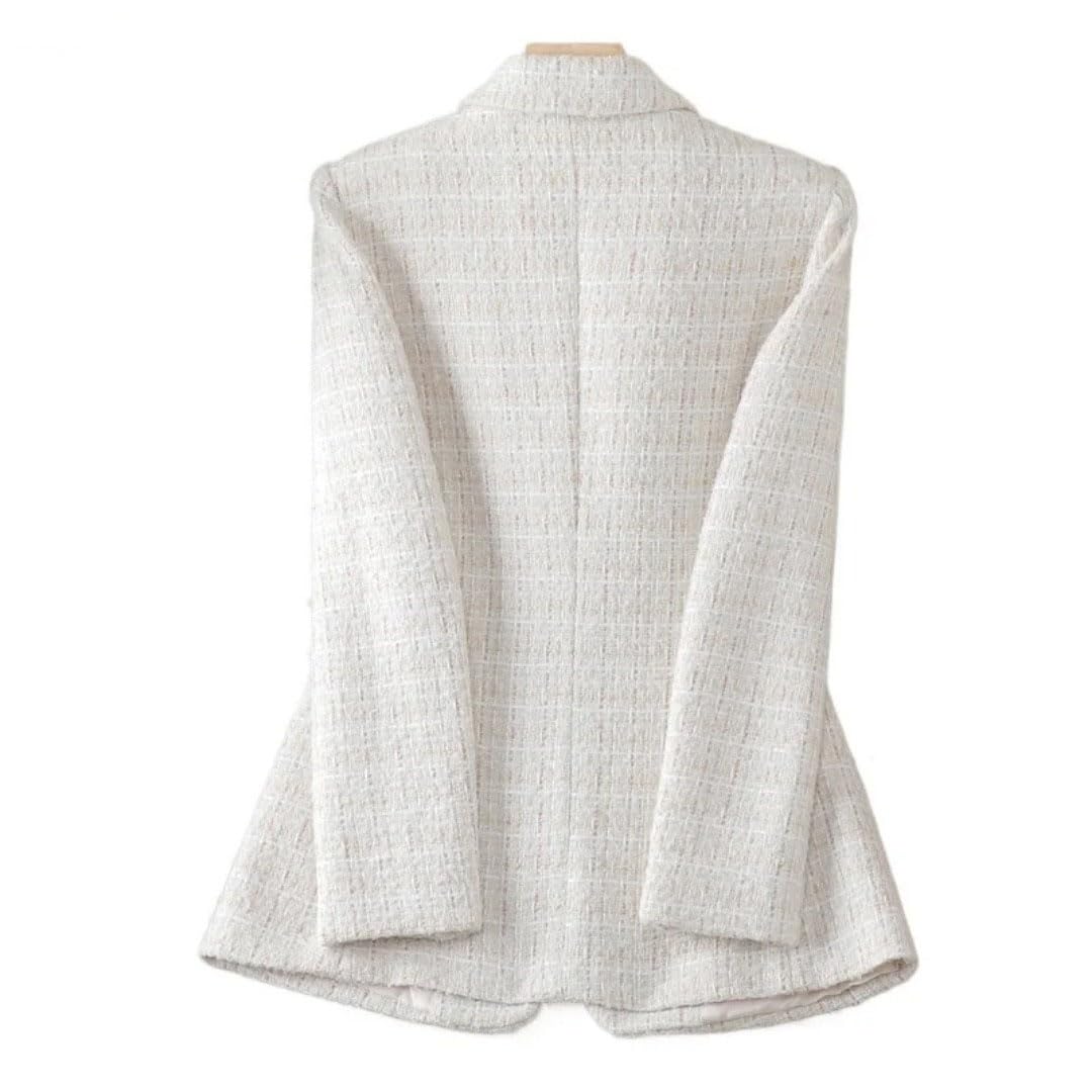 Blazer in Tweed da Donna Primaverile E Autunnale retrò Elegante A Quadri Casual da Ufficio Stile Commuter alla Moda con Revers Classico vestibilità Comoda E Versatile