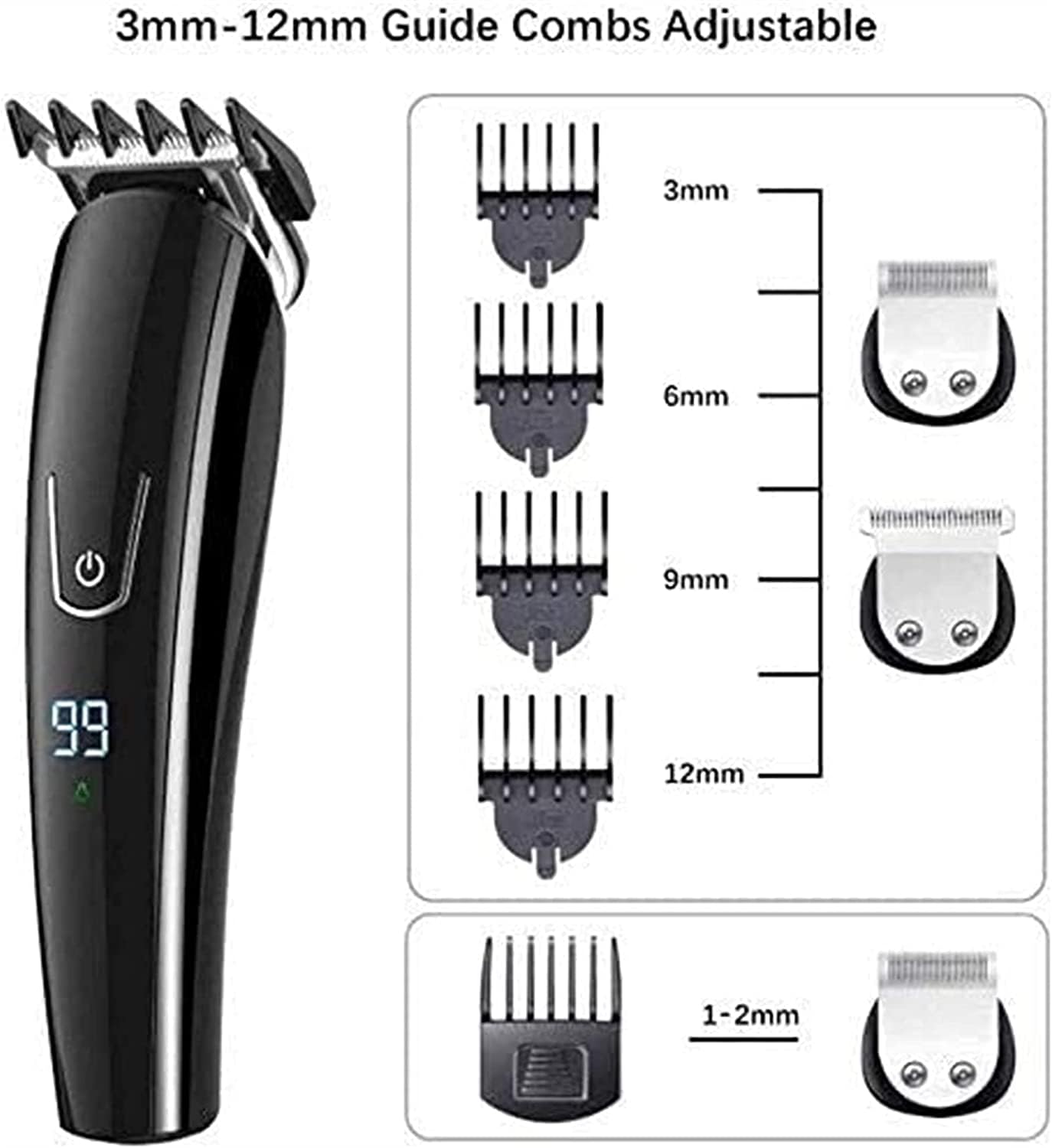 Cortapelos para hombres, kit recortador de barba 6 en 1, inalámbrico, de precisión, resistente al agua, recargable por USB.