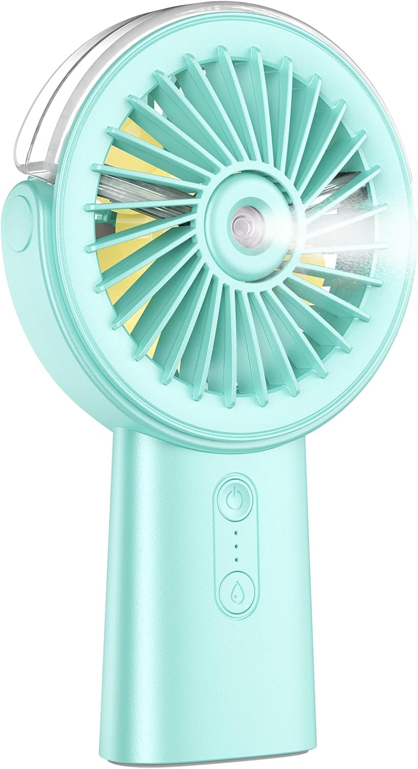 Otlonpe Misting Fan Portable Fan with Mist, 4000 mAh Rechargeable Handheld Fan Battery Operated Water Spray Mister Fan, Small Personal Hand Held Fan Power Bank for Travel Men Women, Green Otlonpe Misting Fan Portable Fan with Mist, 4000 mAh Rechargeable Handheld Fan Battery Operated Water Spray Mister Fan, Small Personal Hand Held Fan Power Bank for Travel Men Women, Green