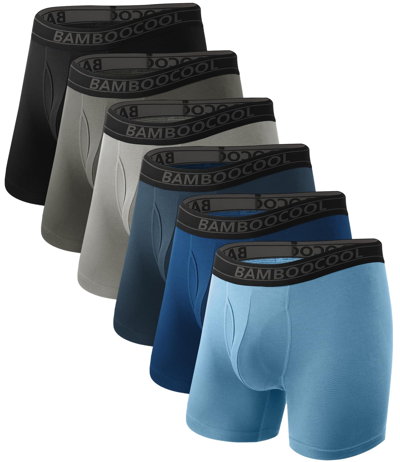 BAMBOO COOL Breathable Men's Underwear Modern Multipack Comfortsoft Moisture-Wicking Boxer Briefs 6 Pack