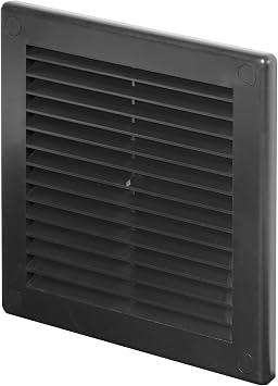Awenta 4.5" x 4.5" Inch Square Plastic Black Ventilation Grille with Mesh - Intake, Exhaust, Dryer Soffit Air Vent Cap - HVAC Ceiling Register Vent Cover - Crawl Space Exhaust Wall Vent Hose