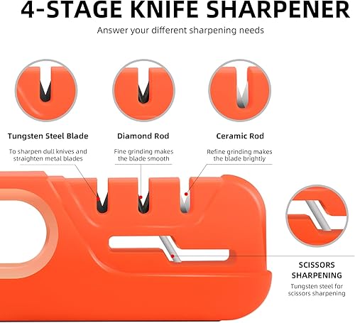 Miniatura 4 de FIVTAS - Afiladores de cuchillos de cocina 4 en 1, 3 opciones de afilado para ayudar a afilar, pulir o reparar cuchillos, tijeras, herramientas