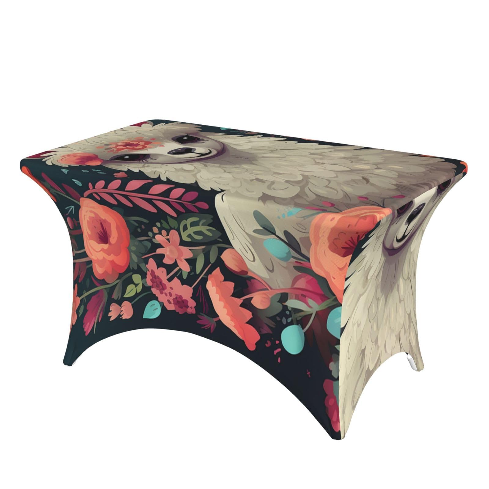 Nappe extensible facile à nettoyer motif lama mignon pour fêtes