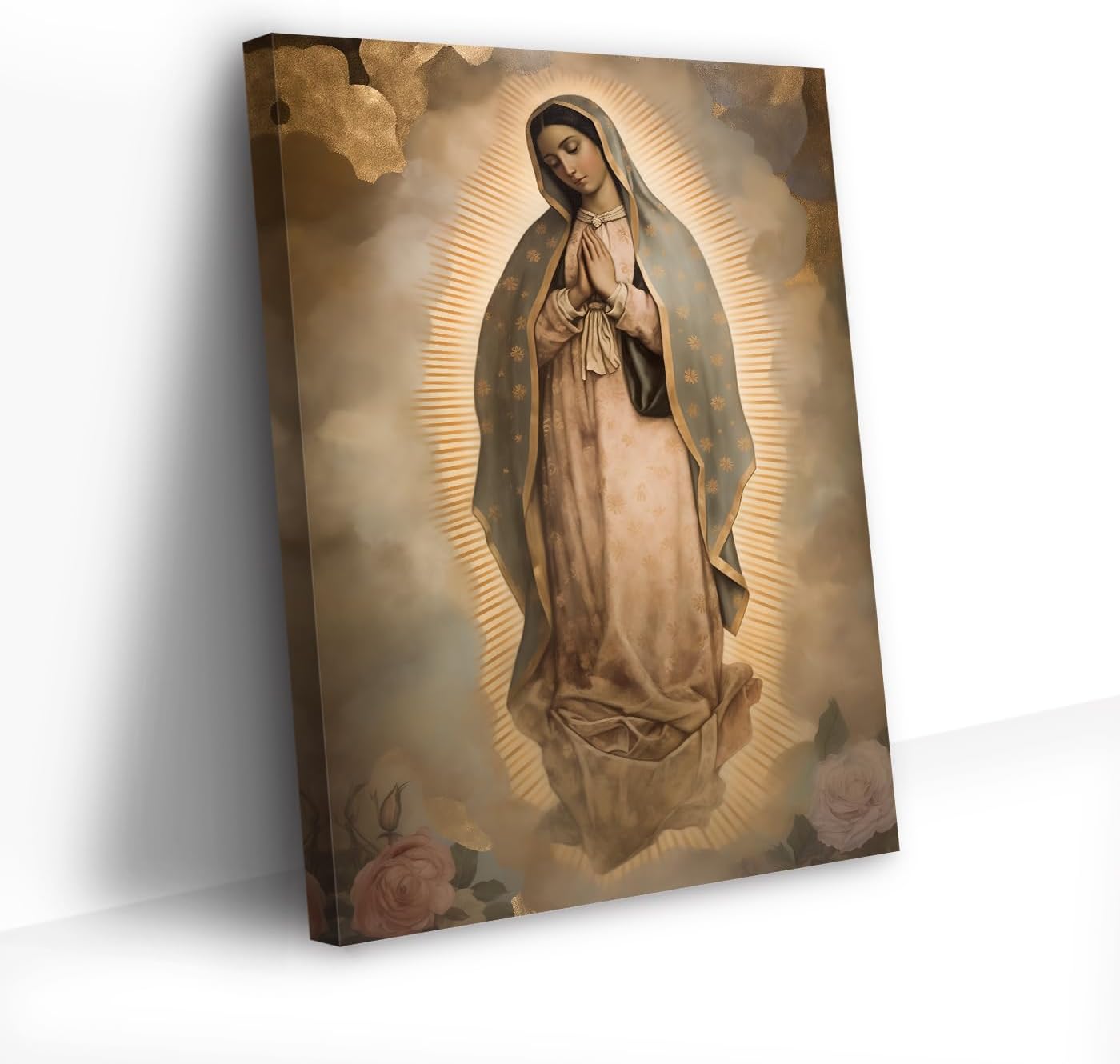 PBXBJY Virgin Mary Canvas Wall Art Catholic Pictures Print Christian Spiritual Poster Painting Church Prayer Room Living Room Decor Frame (Virgin Mary - 2, 12L x 18W) Virgin Mary - 2 12"L x 18"W