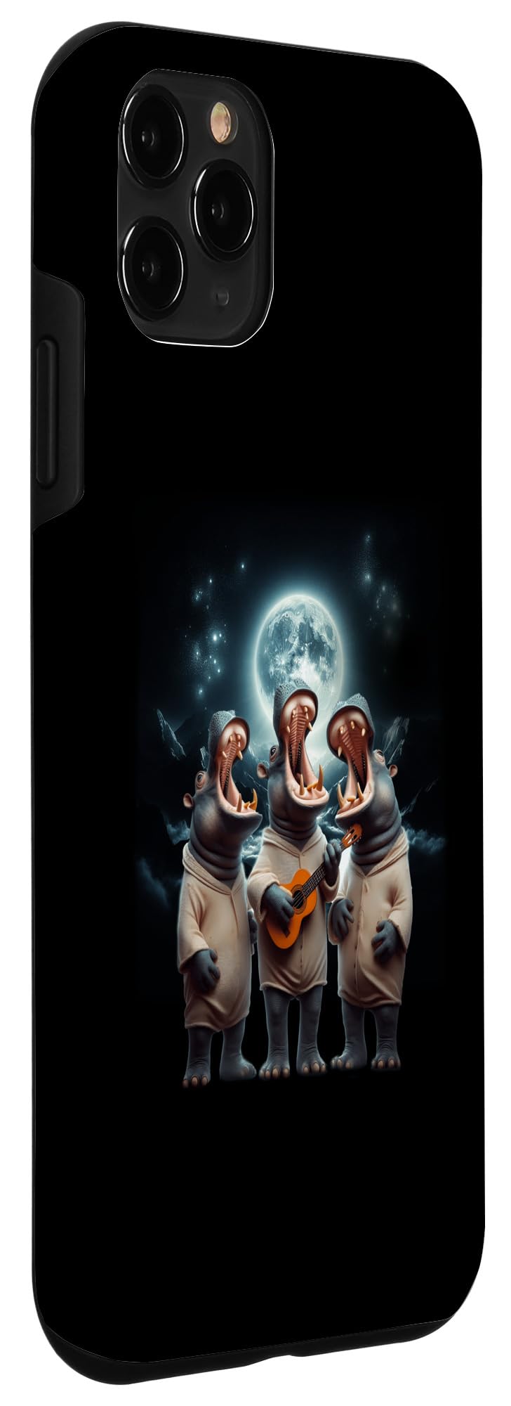 iPhone 11 Pro Three Hippo Howling At Moon Funny Hippo Lovers Costume Case - Image 3