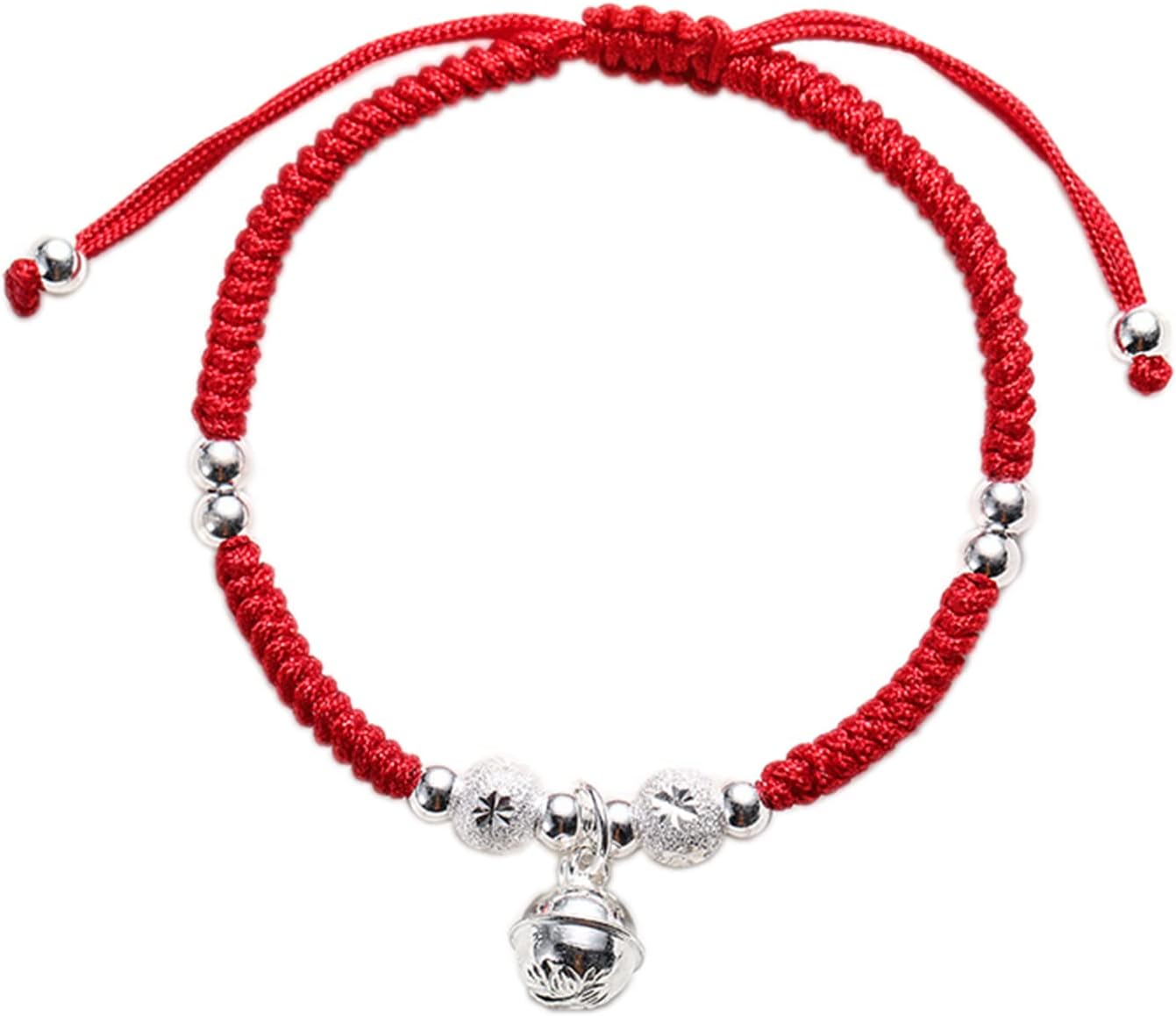 Protection Bracelet for Women and Men Real 925 Sterling Silver Lucky Bell Amulet Red Rope Bracelet Handmade String Adjustable Jewelry Gift