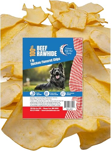 American Made Treat Company 0515 American Beef - Masticables de piel de res, patatas fritas de pollo de cuero crudo para perros, una buena fuente de