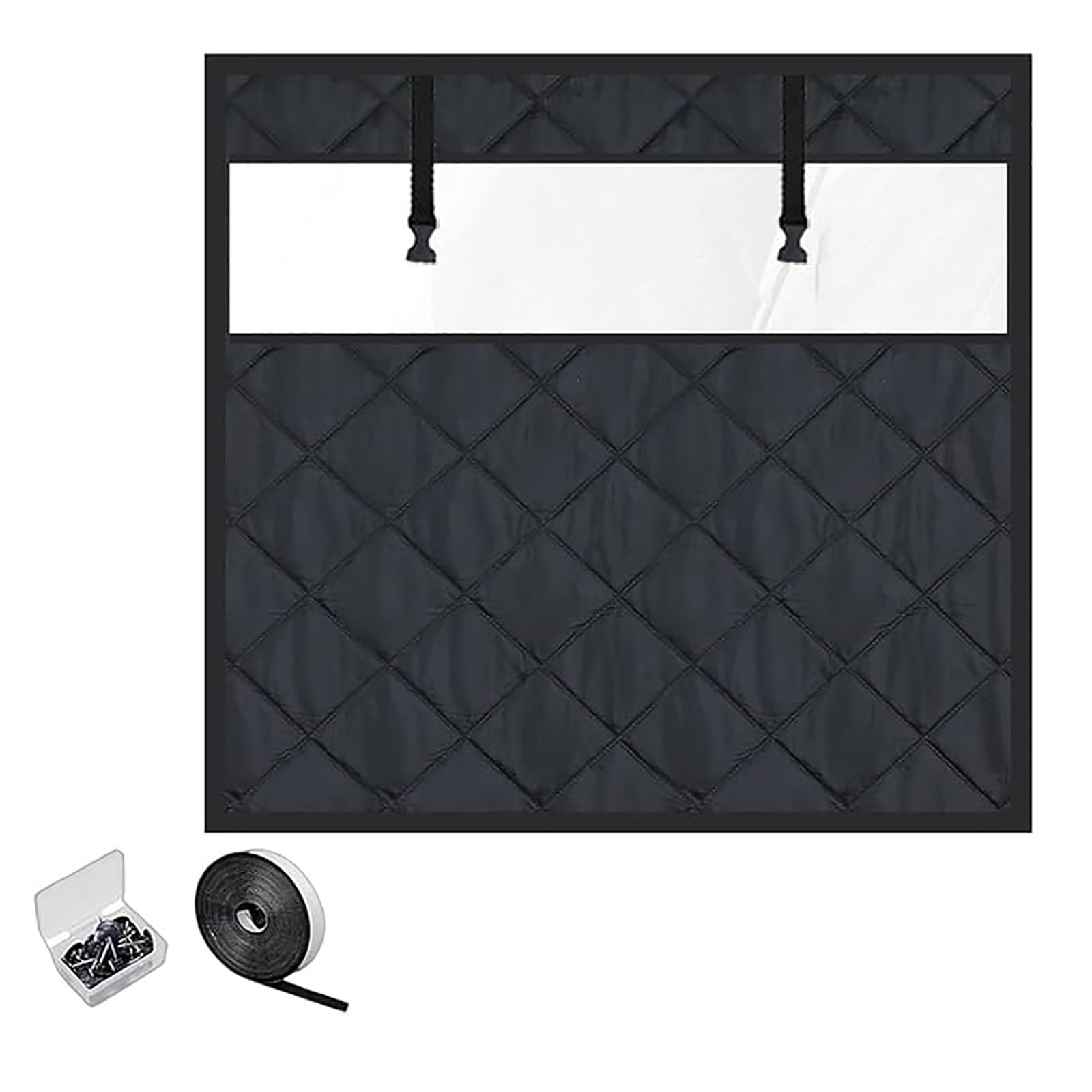 Kit di Isolamento per Finestre, 50 60 80 90cm Tende Termiche Isolanti per Interni antivento, Copertura Isolante Invernali, Isolamento Termico per Finestre di Mansarde e Roulotte(Black,La110xAl230cm)